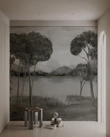 Scenic Landscape Mural in monochrome