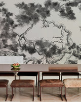 Sketchy Grove Hand-drawn Landscape Mural