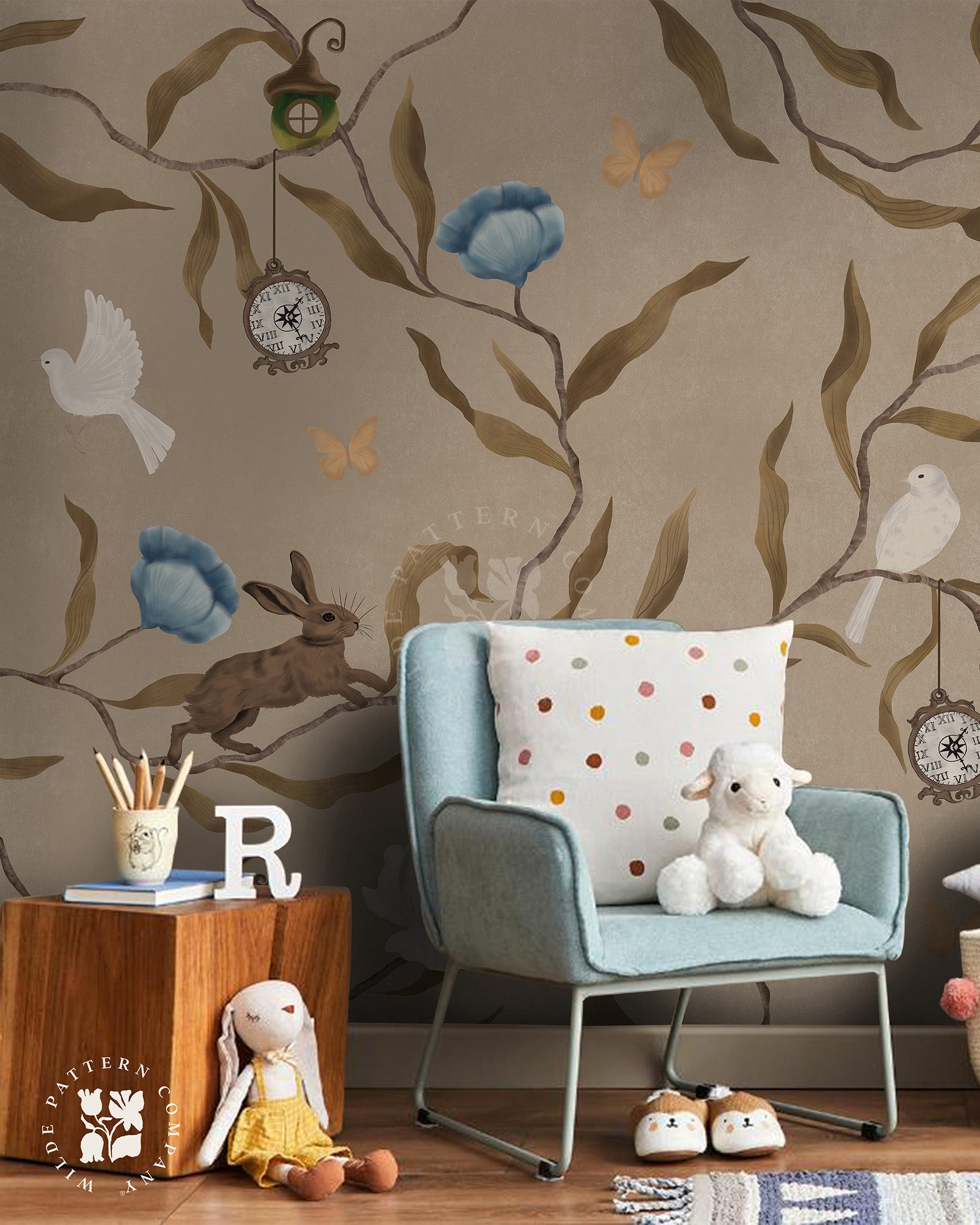 Wonderwood in Rustic, Woodland Kids Wallpaper
