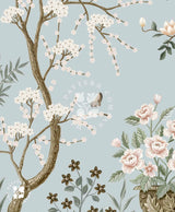 The Imperial Garden in Teal, Chinoiserie Wallpaper