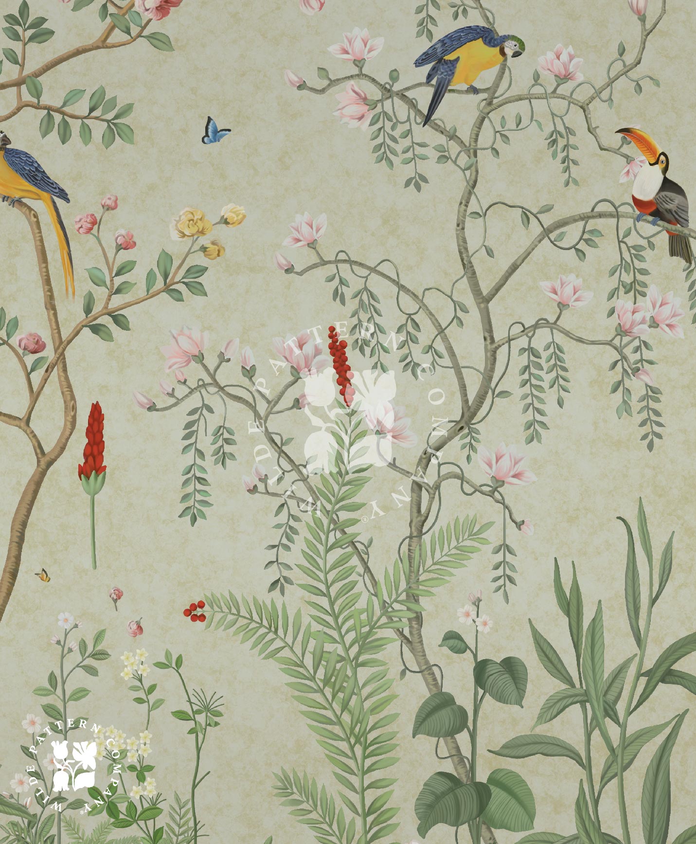 Bagh in Soft Fern, Chinoiserie Wallpaper