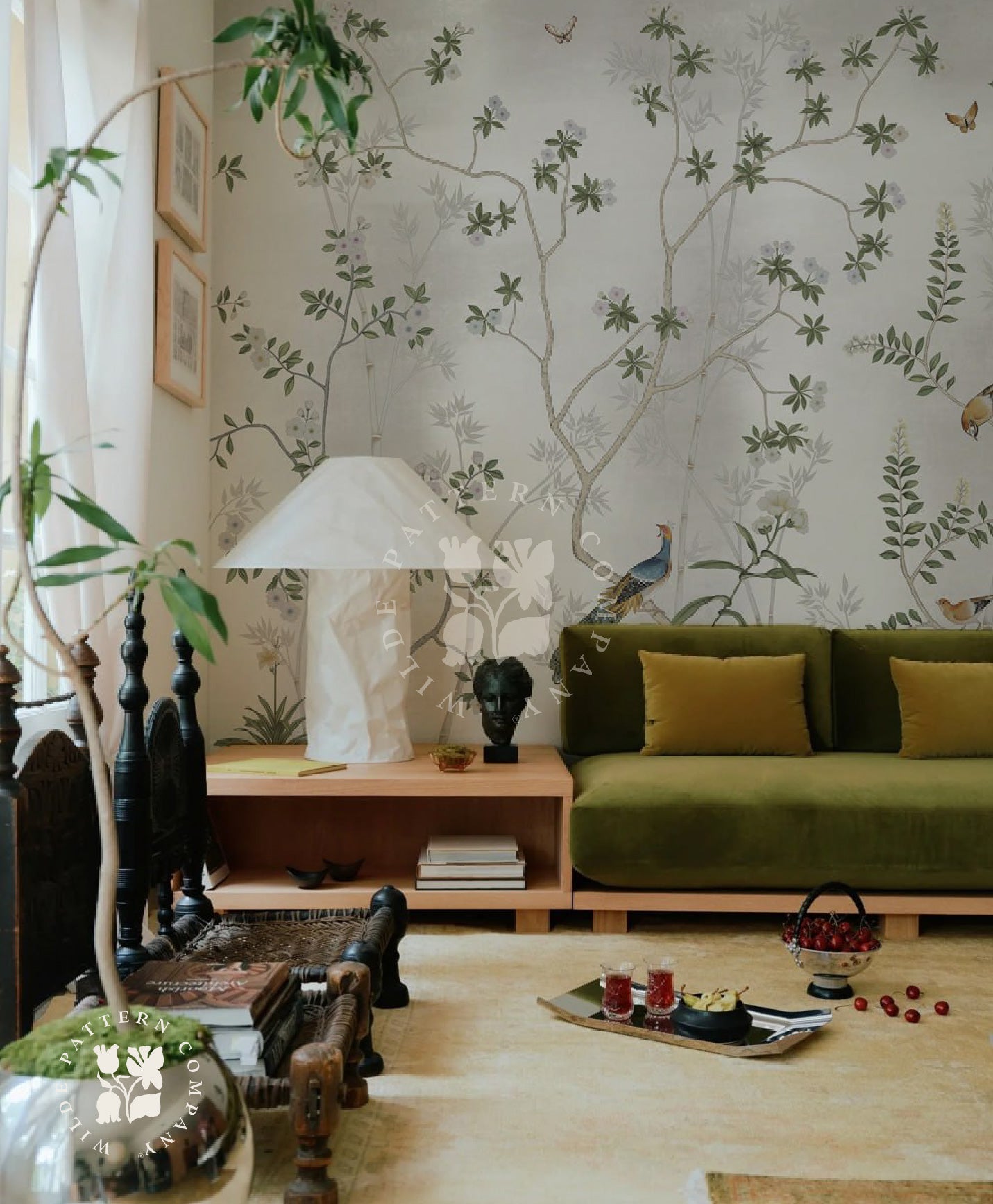 Chinese Painting Mural in Silver