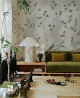 Chinese Painting Mural in Silver