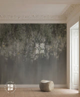 Floral Silhouette Mural in Grey