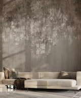 Floral Silhouette Mural in Beige