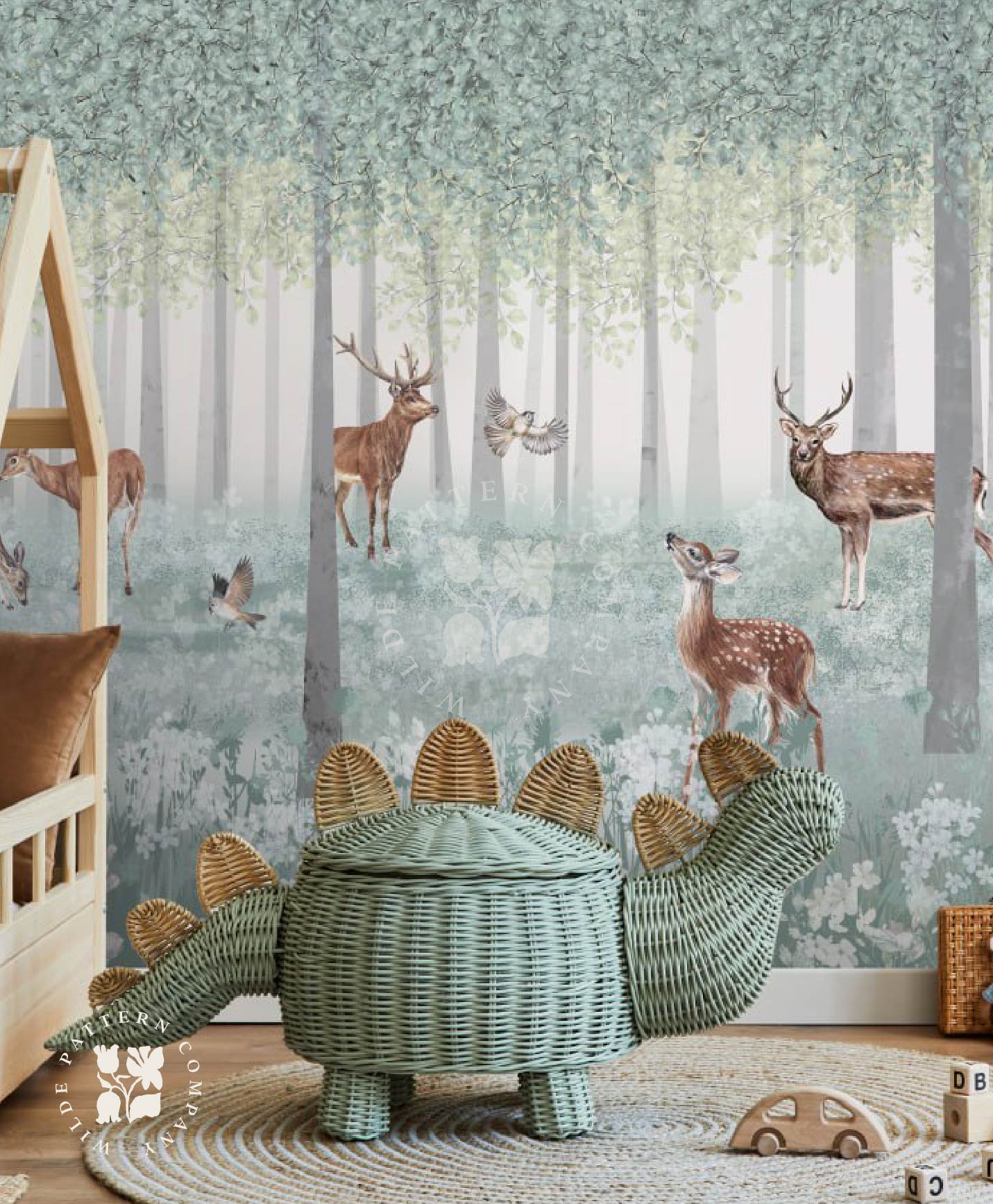 Forest Whispers, Woodland Deer Kids Wallpaper