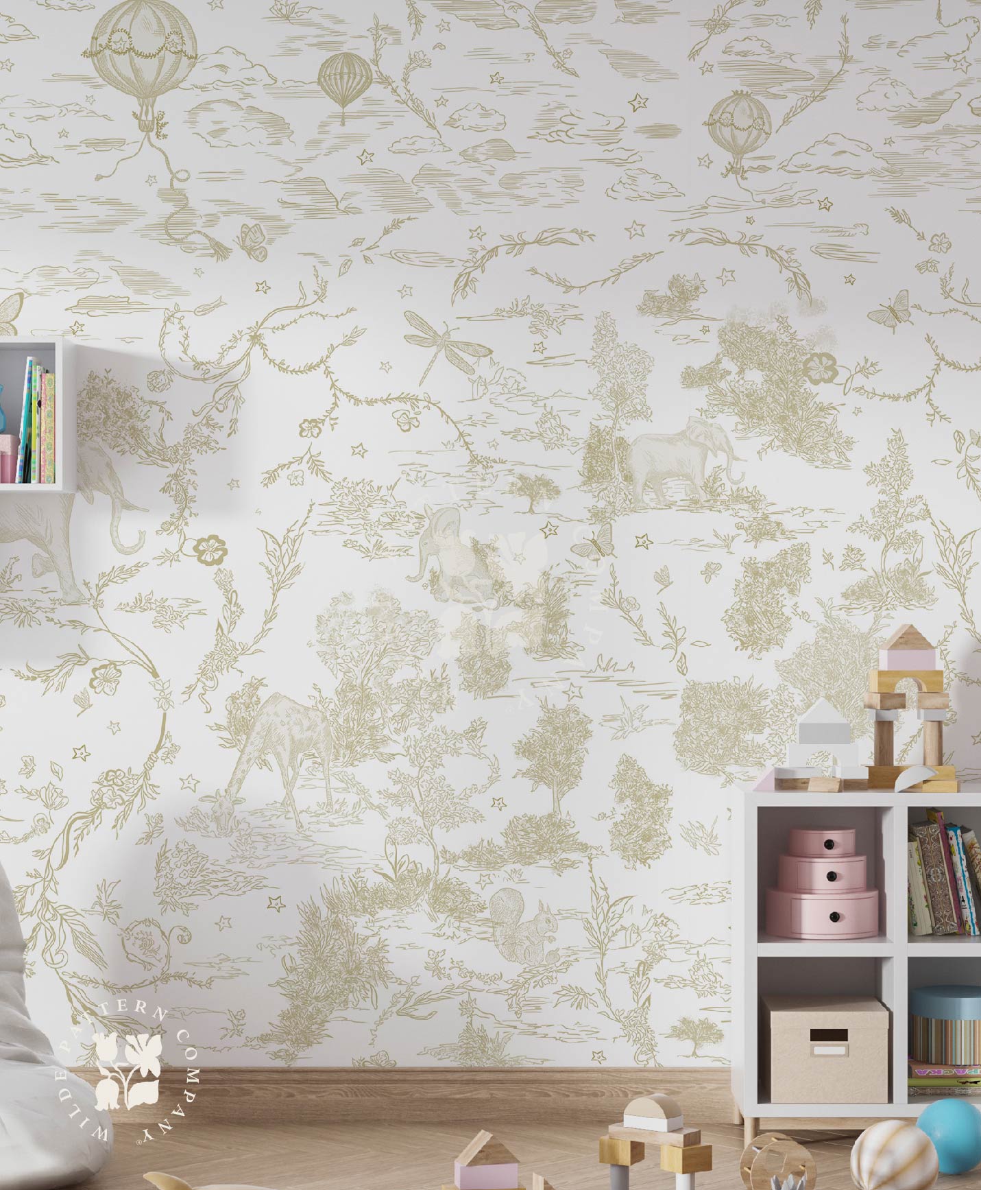 J’adore Paris in Neutral, Toile Safari Kids Wallpaper