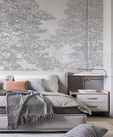 Monochrome Trees, Forest Wallpaper by Wilde Pattern Company