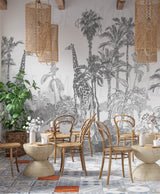Monochrome Jungle Trees, Forest Wallpaper by Wilde Pattern Company