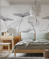 Lotus Stems, Monochrome Mural