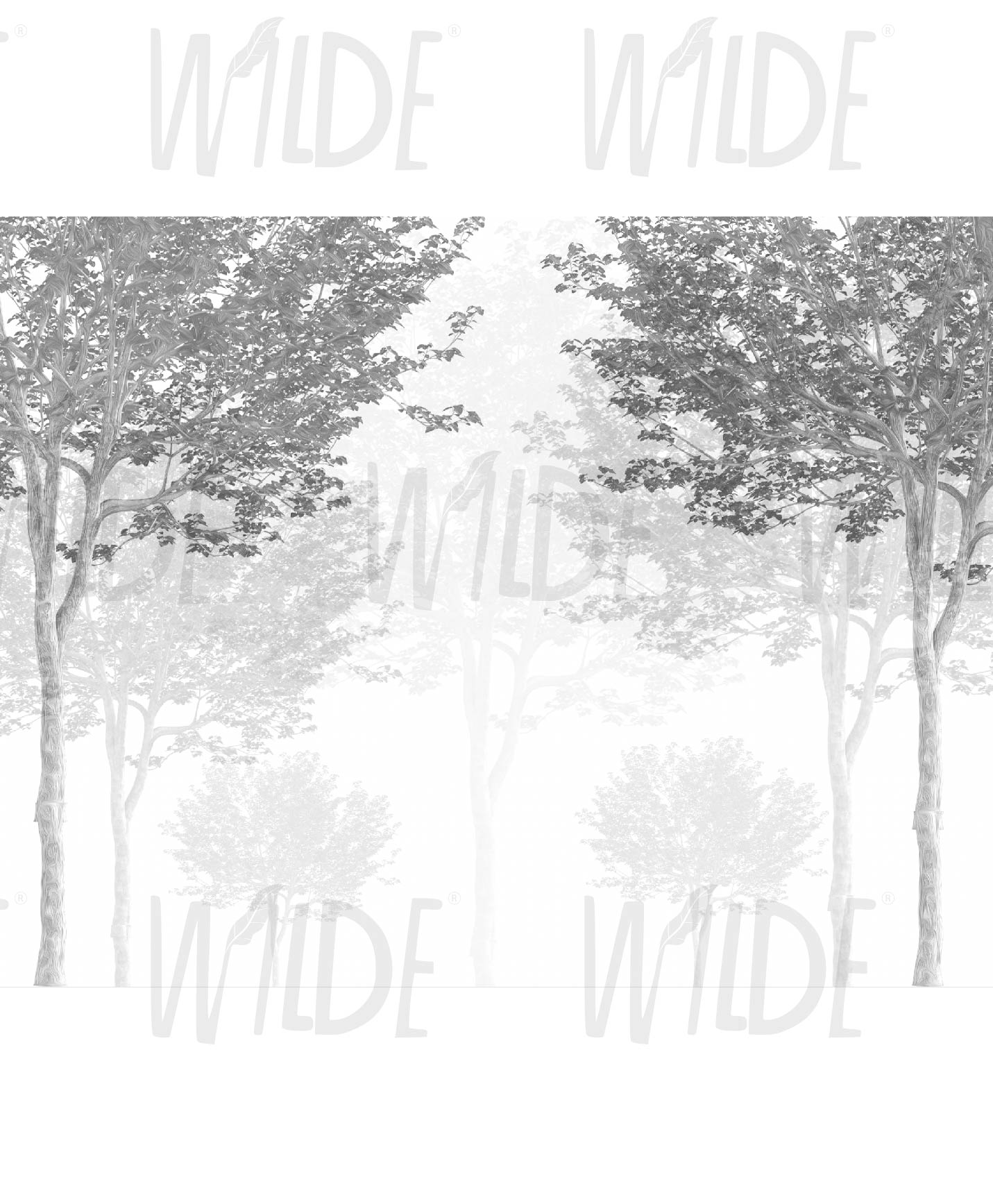 Monochrome Trees, Forest Wallpaper by Wilde Pattern Company