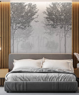 Monochrome Trees, Forest Wallpaper by Wilde Pattern Company