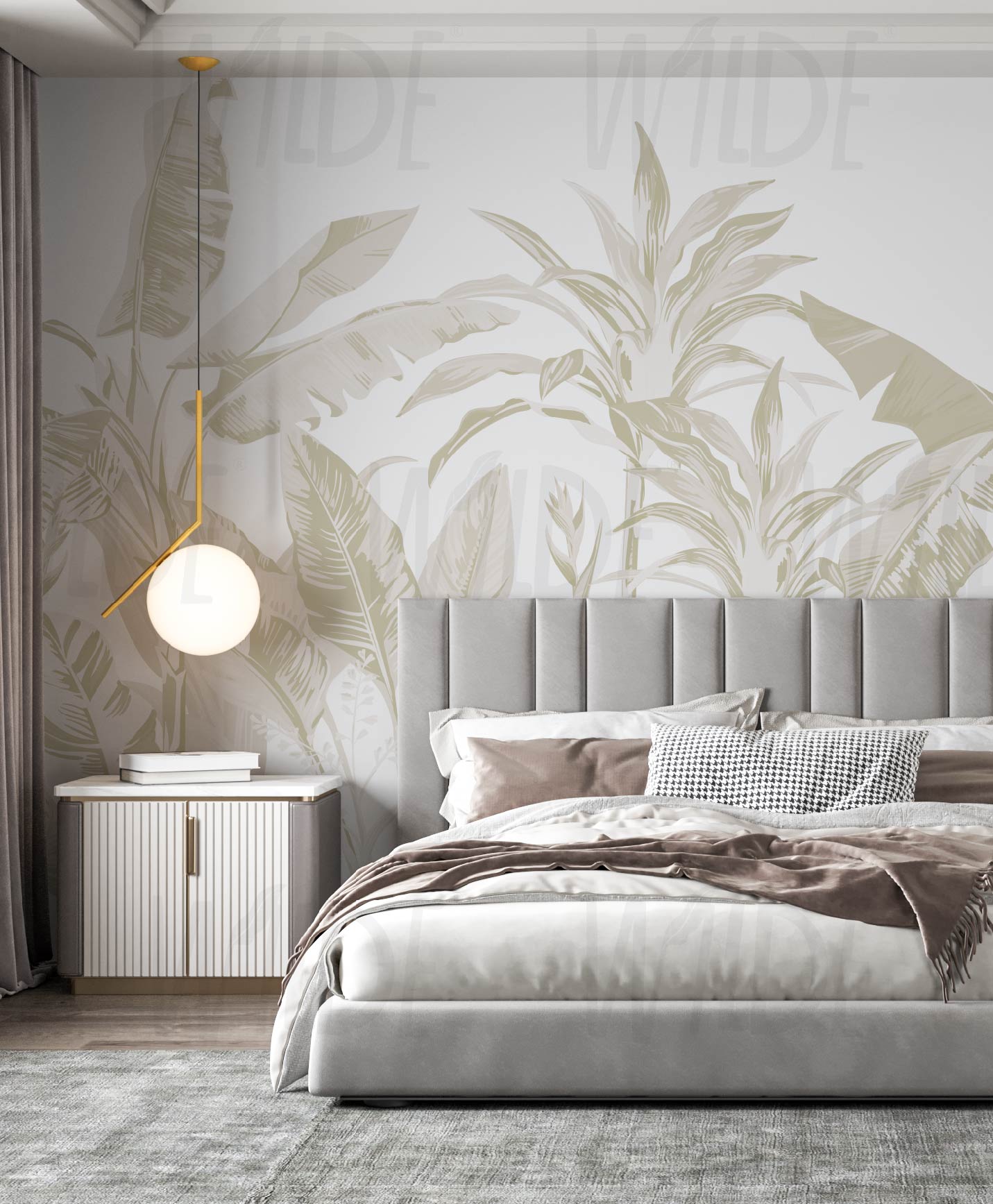 Neutral Tropical Wallpaper by Wilde Pattern Company