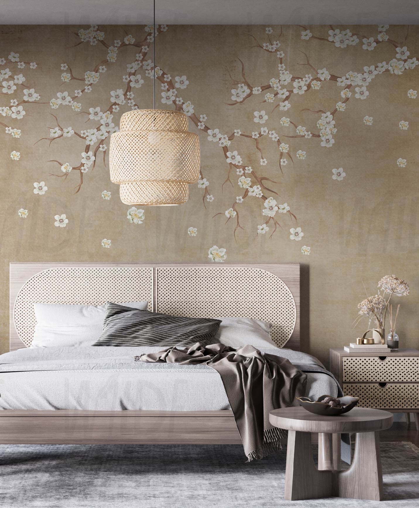 Neutral Floral Wallpaper by Wilde Pattern Company