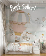 Cute Kids hot air balloon princess Wallpaper for girls by Wilde Pattern Company