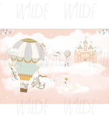 Cute Kids hot air balloon princess Wallpaper for girls by Wilde Pattern Company