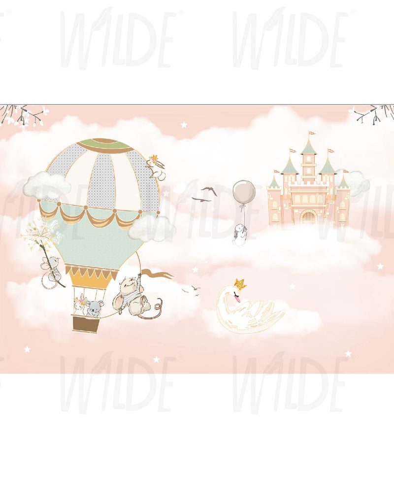 On a Balloon Ride, Kids Wallpaper for Girls – Wilde Pattern Company