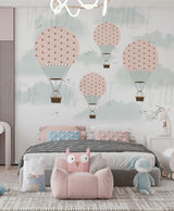 Cute Kids hot air balloon Wallpaper for girls by Wilde Pattern Company