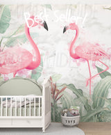 Cute Kids flamingo Wallpaper for girls by Wilde Pattern Company