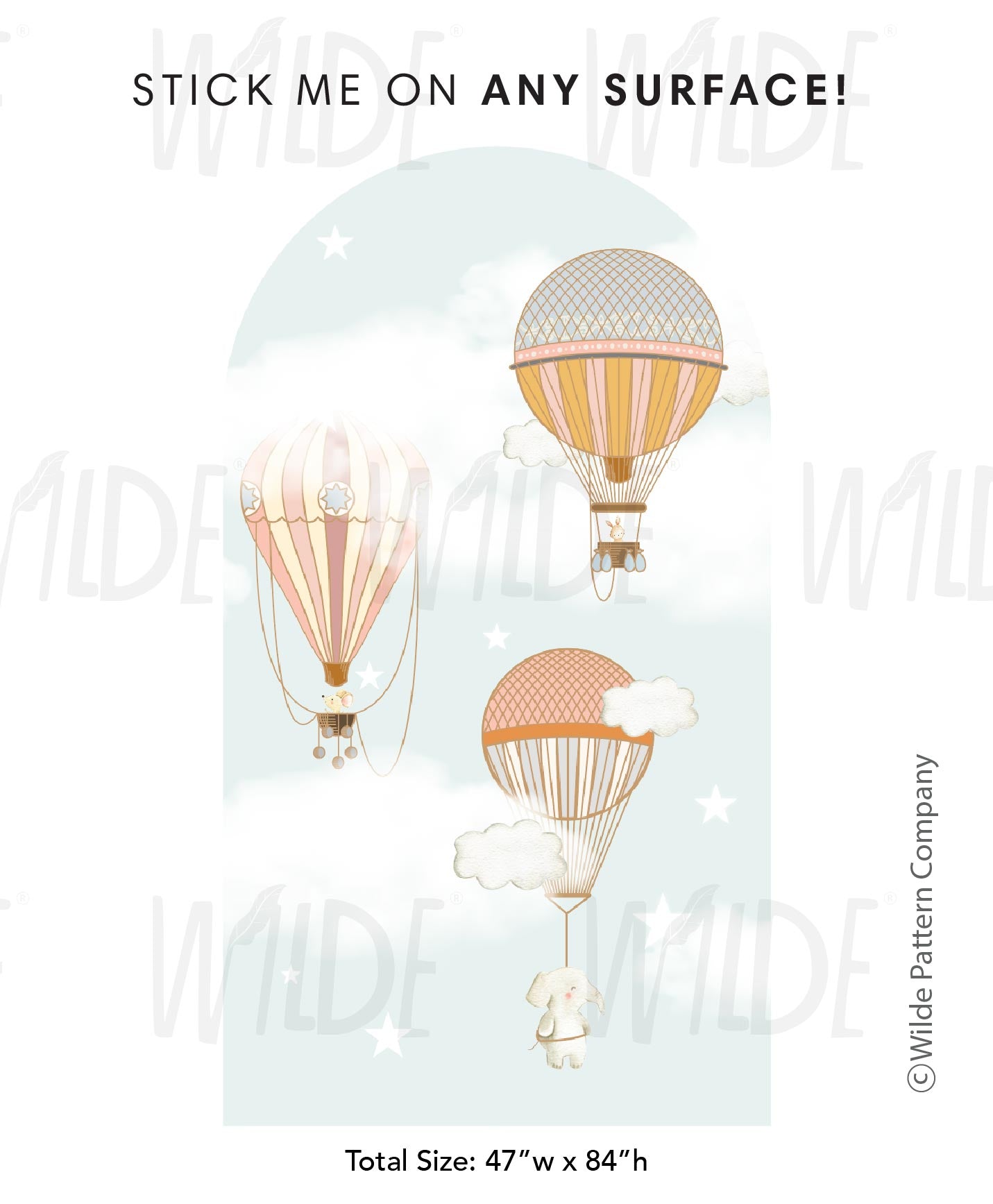 Dreams So High Hot Air Balloon Fabric Wall Stickable Arch