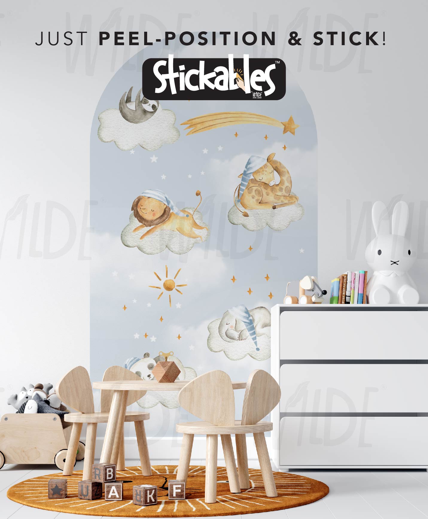 Sleepy Safari Baby, Fabric Wall Stickable Arch