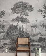 Timeless Panorama Mural in Monochrome