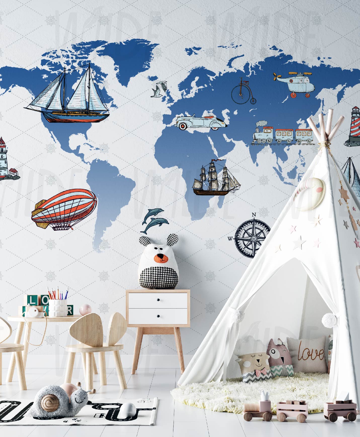 Cute Kids sea theme Wallpaper by Wilde Pattern Company