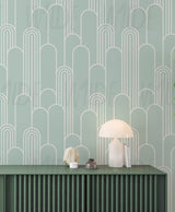 Green Art Deco, Wilde Basics Wallpaper by Wilde Pattern Company
