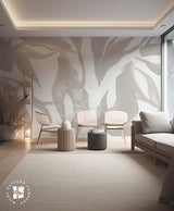 The Petal in Beige Abstract Mural