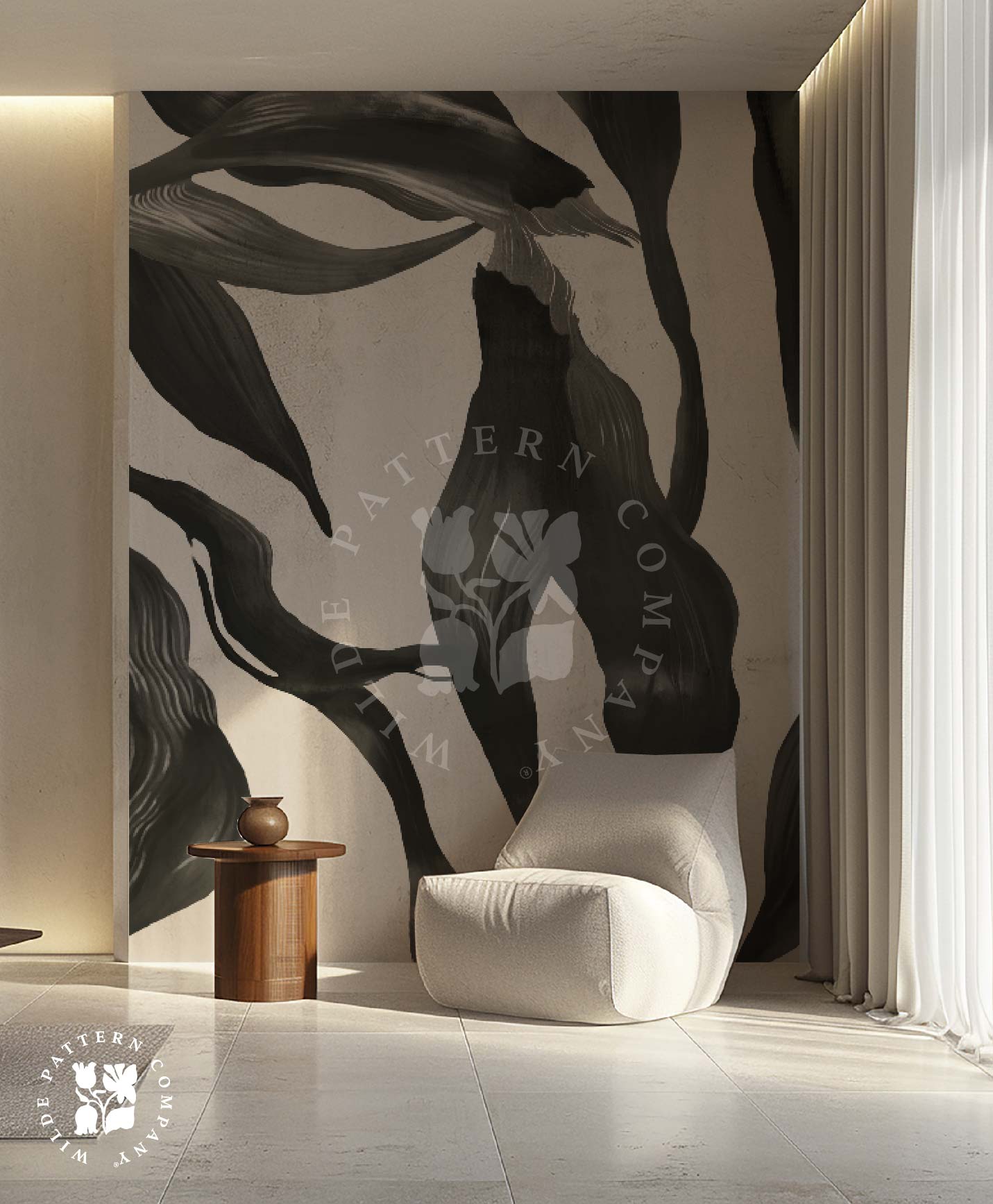 The Petal in Black Abstract Mural