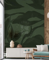 The Petal in Olive Abstract Mural