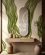 Flow in Olive Abstract Mural