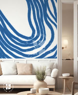 Flow in Sapphire Abstract Mural