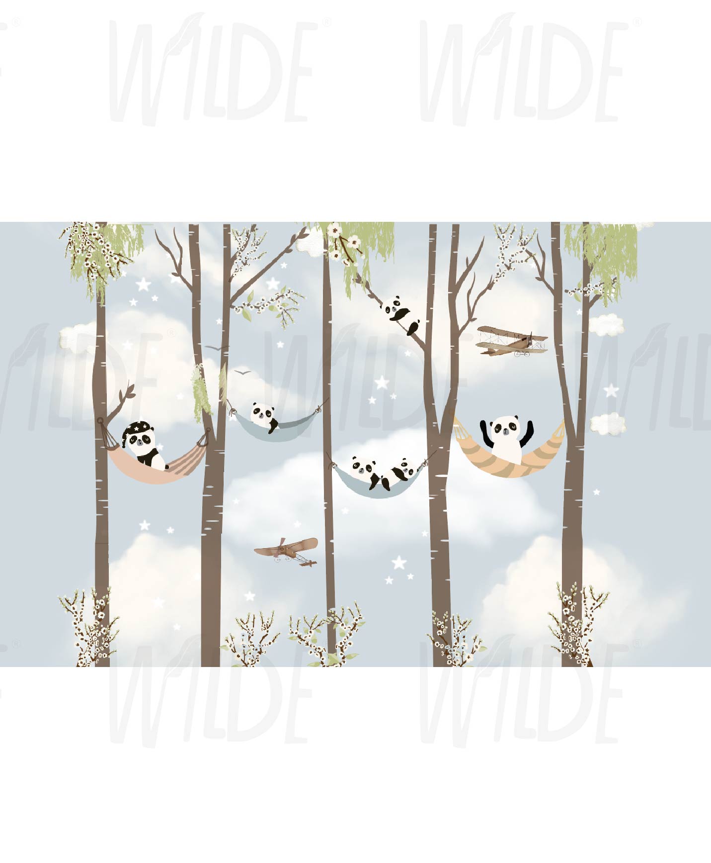 Cute Kids dreamy panda Wallpaper by Wilde Pattern Company