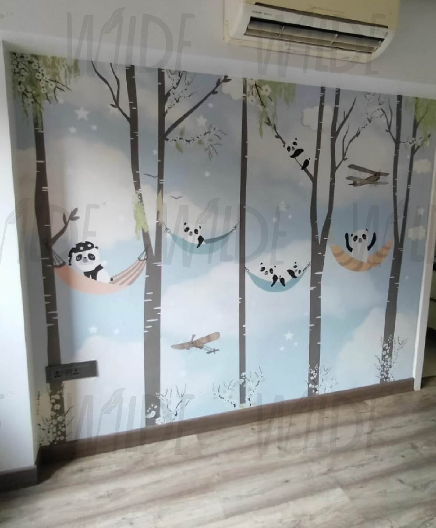 Cute Kids dreamy panda Wallpaper by Wilde Pattern Company