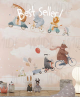Cute Kids animals whimsical Wallpaper by Wilde Pattern Company