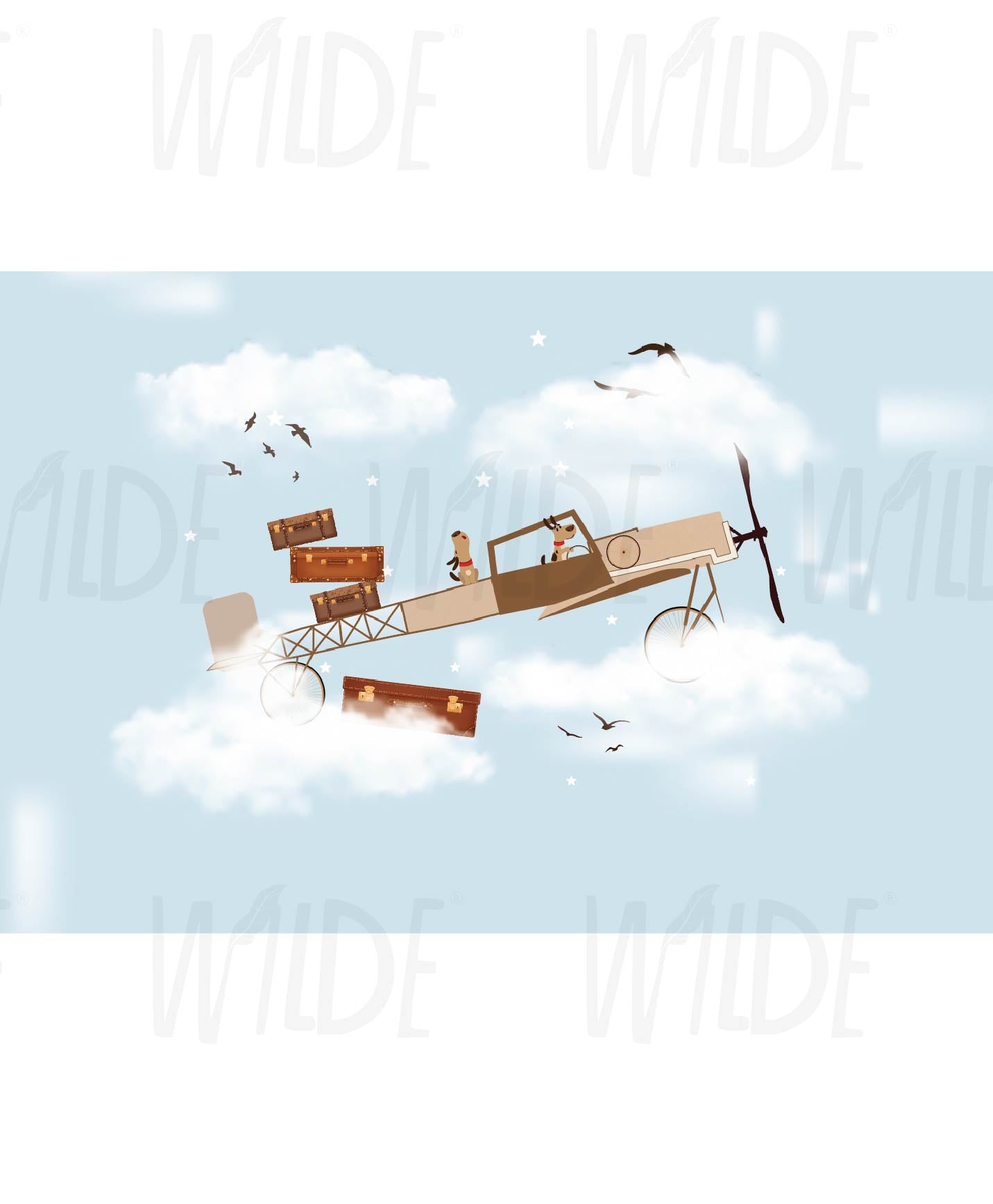 Cute Kids dreamy sky clouds Wallpaper by Wilde Pattern Company