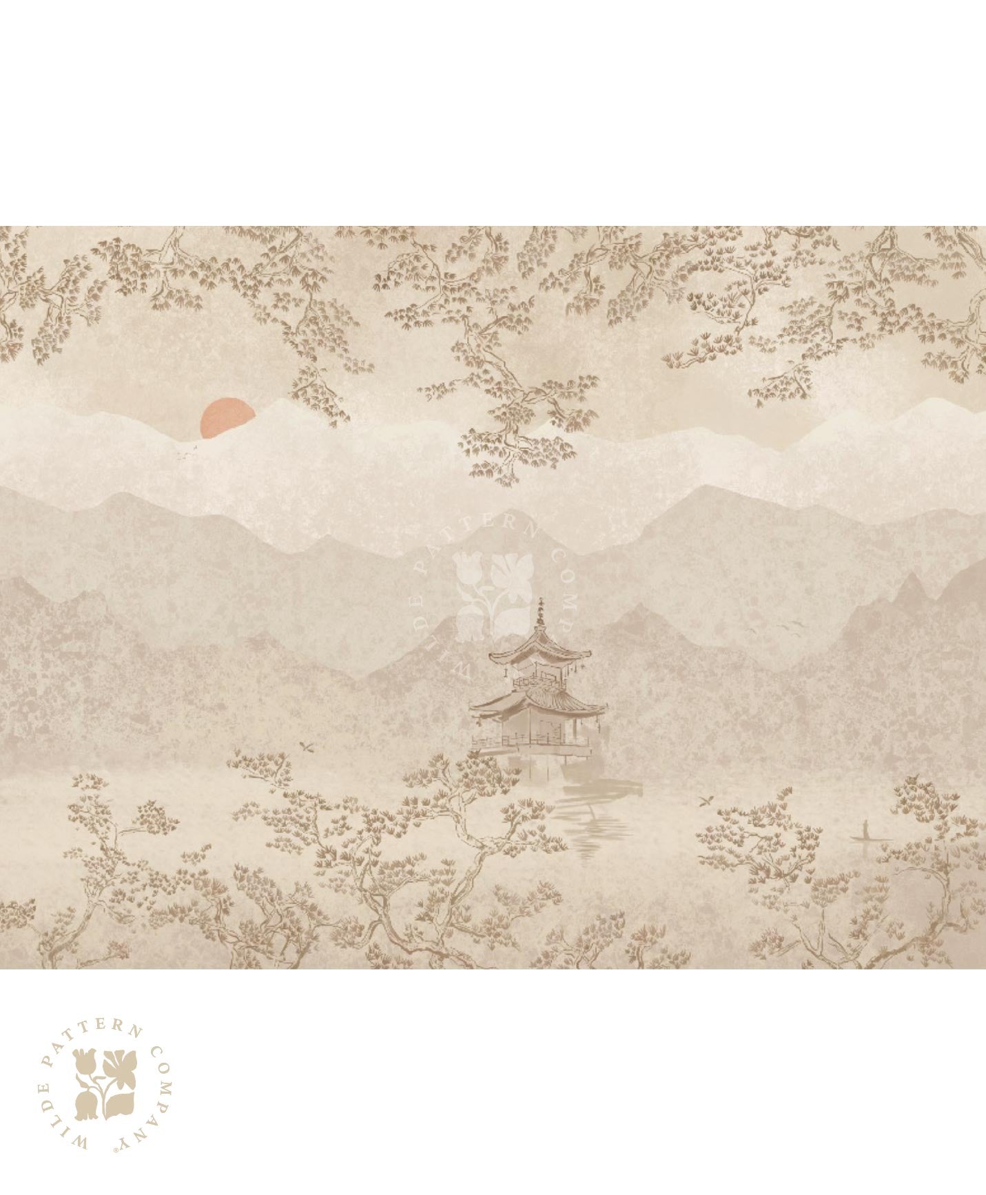 Temple in the Mist, Oriental Wallpaper