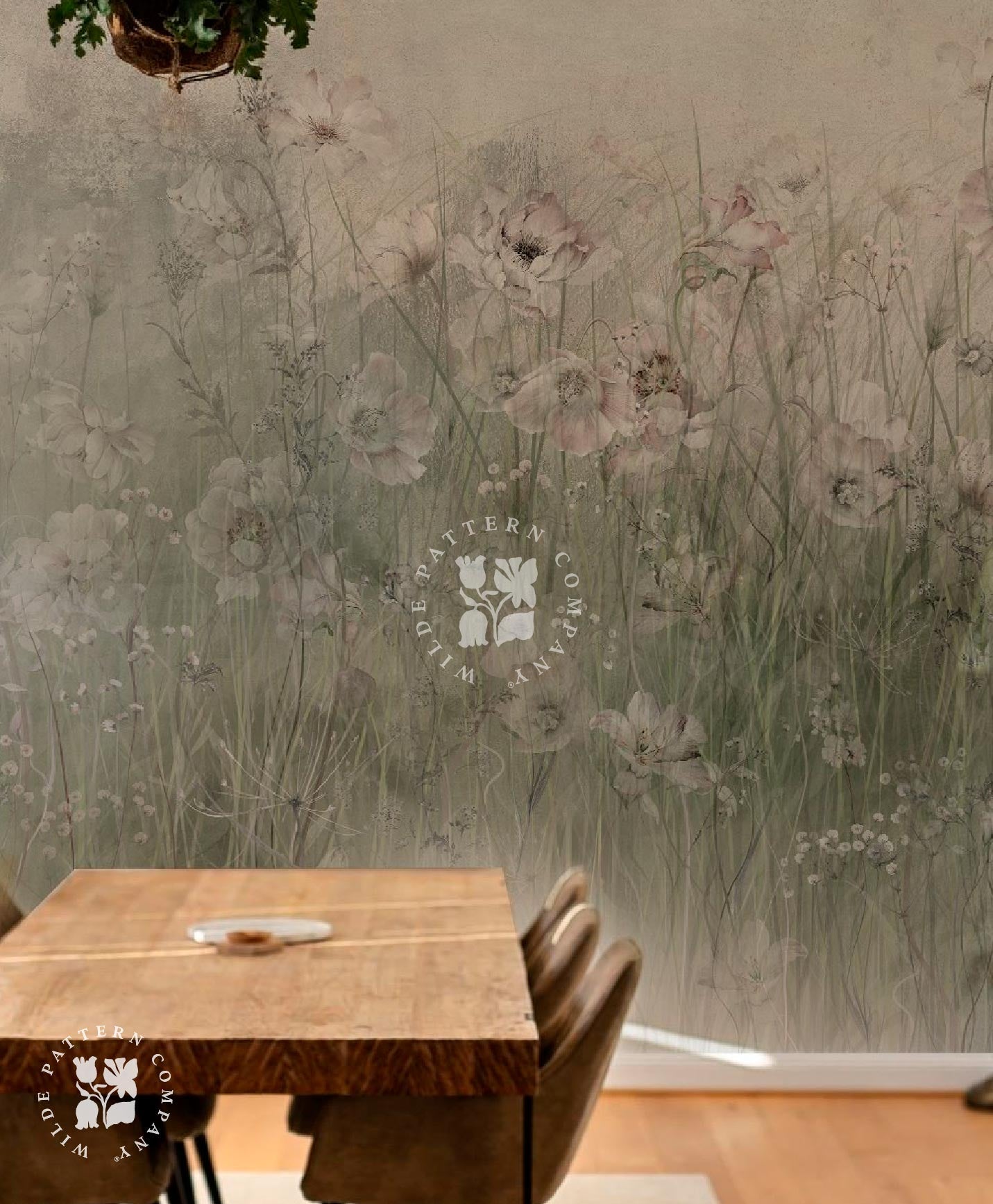 Eastern Bloom in Green, Oriental Wallpaper