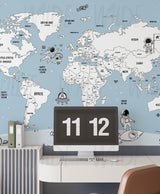Cute Kids world map Wallpaper by Wilde Pattern Company
