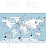 Cute Kids world map Wallpaper by Wilde Pattern Company