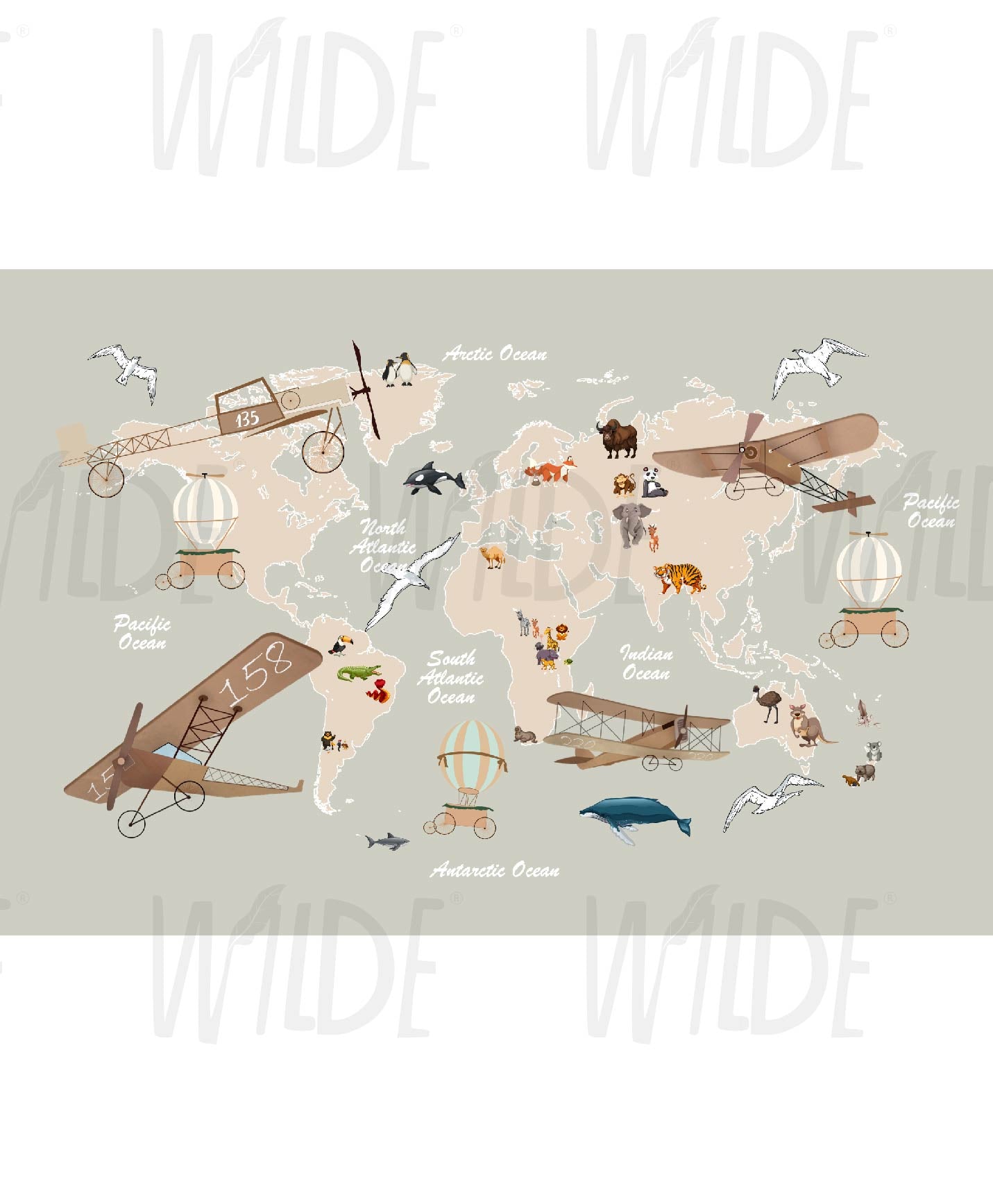 world map Cute Kids Wallpaper by Wilde Pattern Company