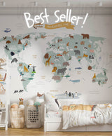 world map Cute Kids Wallpaper by Wilde Pattern Company
