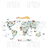 Animals Ahoy World Map, Kids Wallpaper