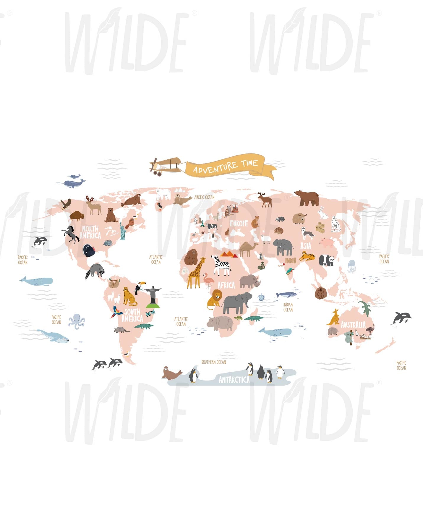 world map Cute Kids Wallpaper by Wilde Pattern Company