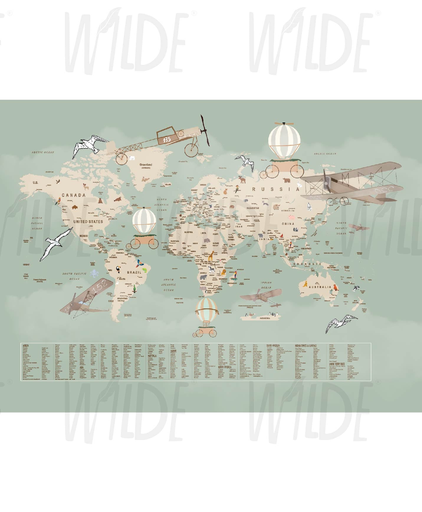 world map Cute Kids Wallpaper by Wilde Pattern Company
