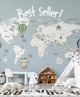 world map Cute Kids Wallpaper by Wilde Pattern Company