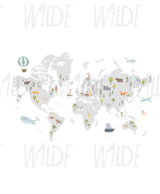 Scandi World Map, Kids Wallpaper