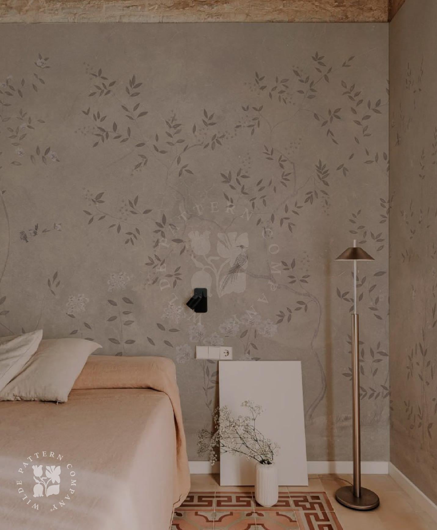 Italian Painting, Beige Chinoiserie Mural