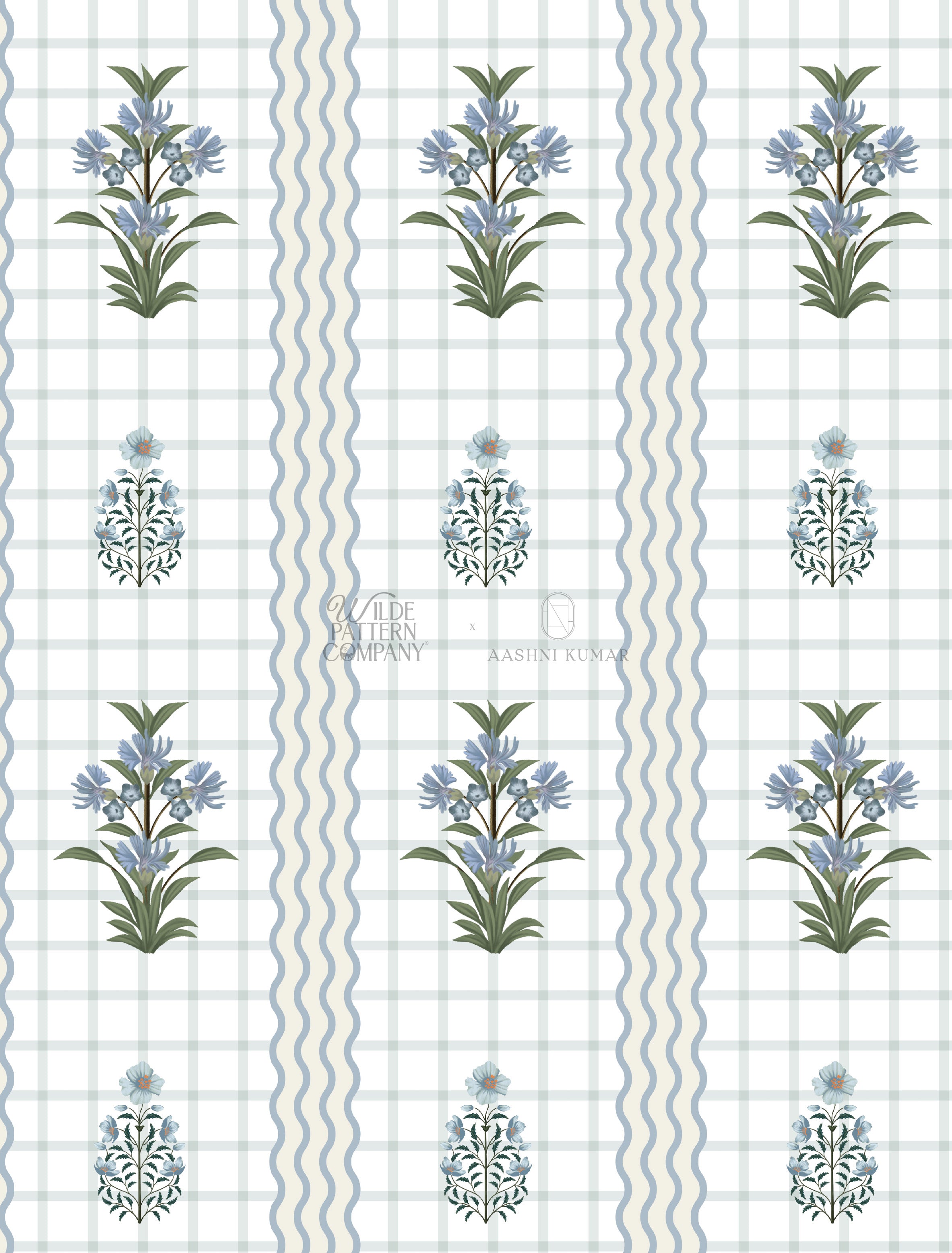 Indigo Courtyard Wallpaper